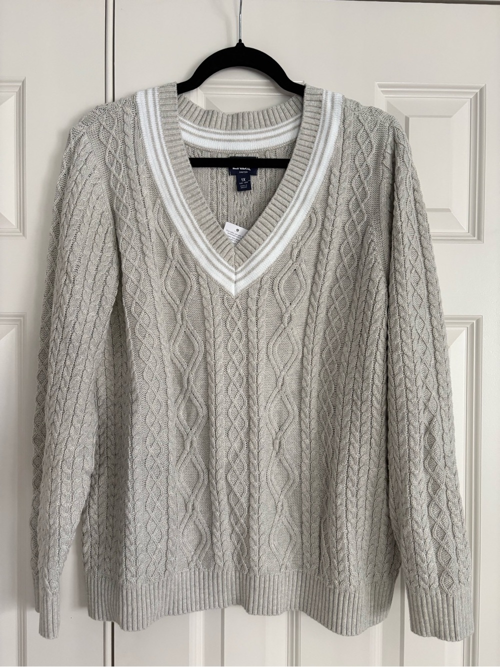 Lands' End Women's Plus Size Drifter
Cotton V Neck Cable